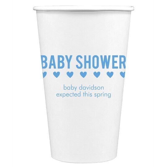 Baby Shower with Hearts Paper Coffee Cups